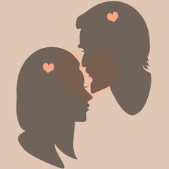 vector silhouette illustration of two loving people for Valentine's day