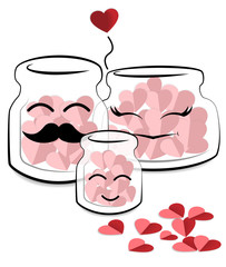 Happy valentine day, Cartoon bottle keeping heart.