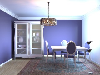 3d rendering of of classic dining room interior