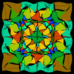 A pattern of colored smooth triangles.