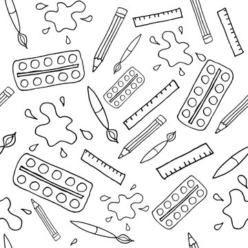 seamless art tools pattern illustration