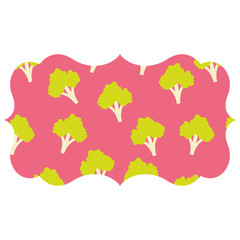 frame with broccoli pattern background