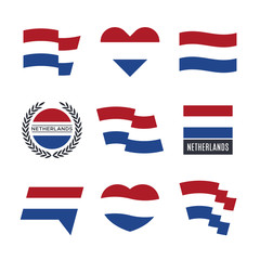 Netherlands flag vector icons and logo design elements with the Dutch flag