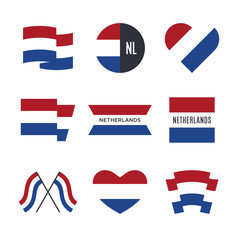 Netherlands flag vector icons and logo design elements with the Dutch flag