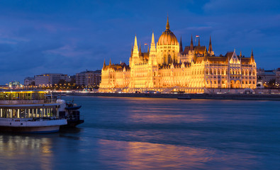 Fototapeta na wymiar Photo of night light of Parlament in Budapest in Hungary
