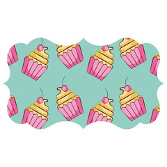 frame with cupcake pattern background