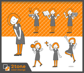2tone type Bob hair dress woman_set 05