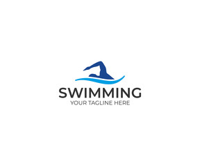 Swimmer logo template. Swimming vector design. Swim illustration