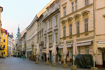 Fototapeta na wymiar Image of centre of Bratislava with Michael's Gate
