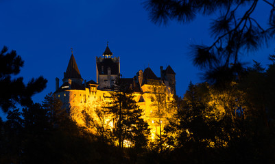 Fototapeta na wymiar Bran Castle at night, Romania