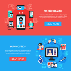 Digital Health Gadgets Flat Banners 