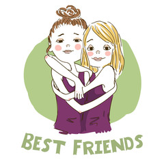 Two cartoon girls best friends