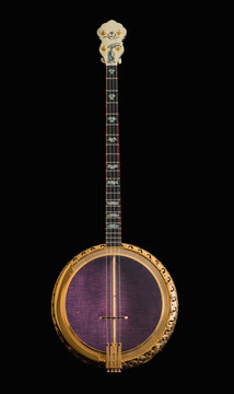 5-string banjos on black background