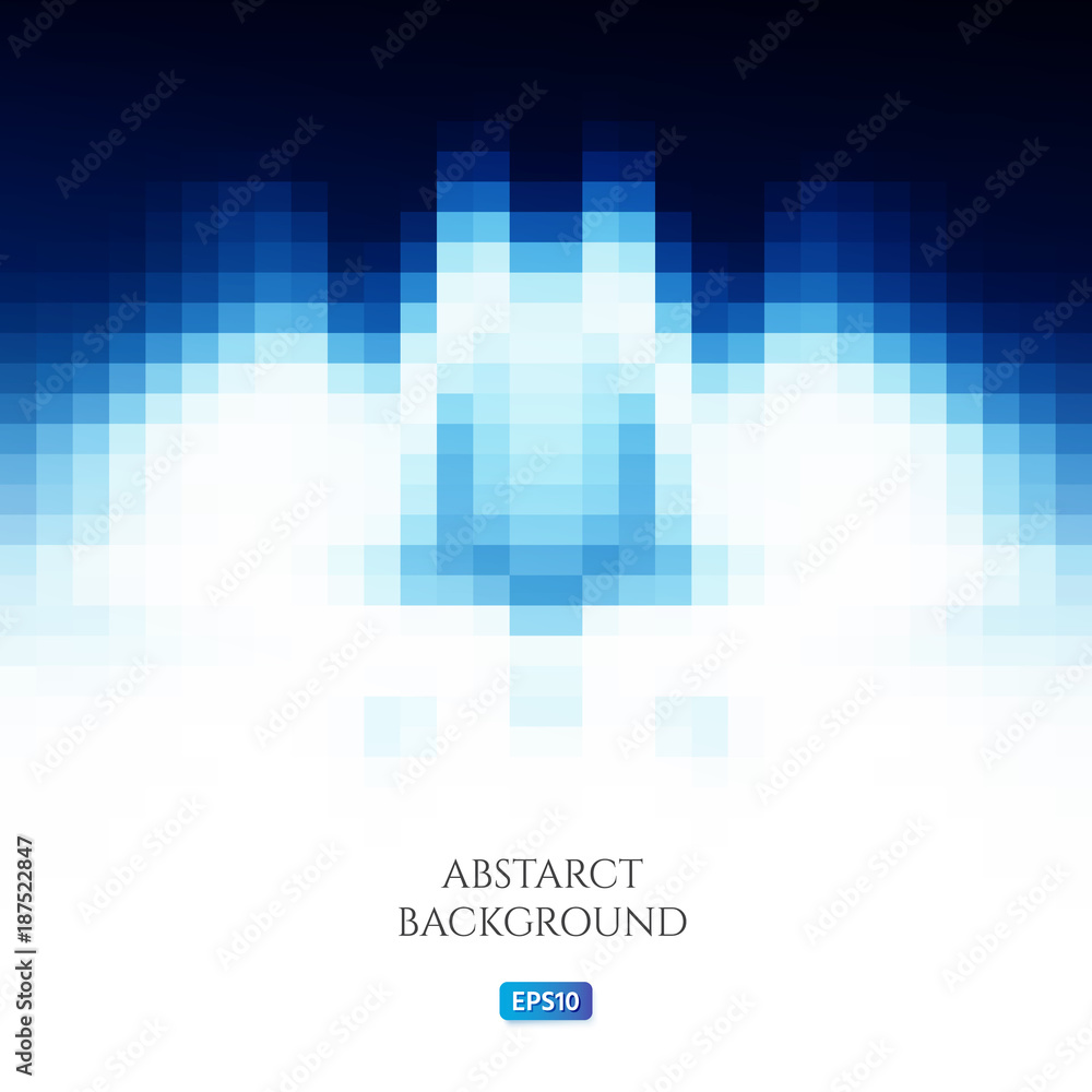 Poster Abstract background with a pattern of squares. Bright shades of blue. White space for text.