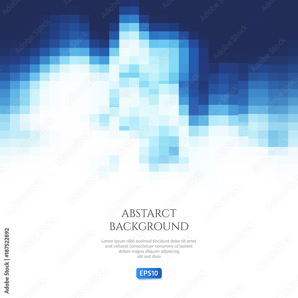 Poster Abstract background with a pattern of squares. Bright shades of blue. White space for text.