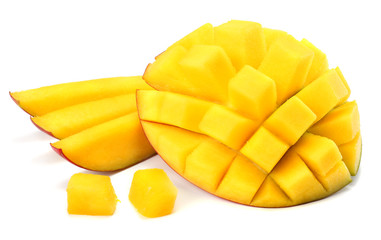 mango slice isolated on white background. top view