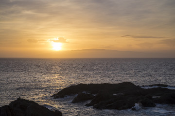 Obraz premium Sunset over La Gomera, Canary Islands from Los Gigantes tenerife 