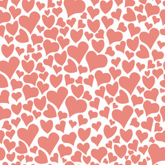 Seamless doodle hearts pattern. Vector background