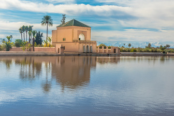 Fototapeta na wymiar Restored Saadian garden pavilion, Menara Gardens, Marrakech, Morocco