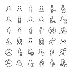 Modern outline style person icons collection. 
