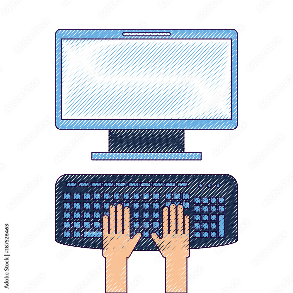 Poster user with computer desktop