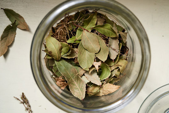Jar of Dried Bay Leaves