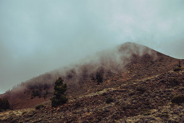Perfect mountail lanscape in clouds of one island
