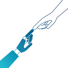 human hand with robot hand