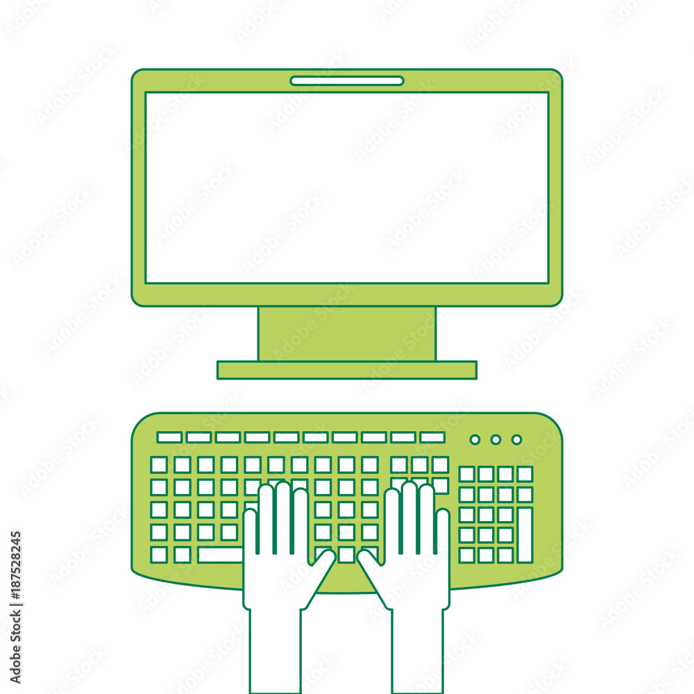 Poster user with computer desktop