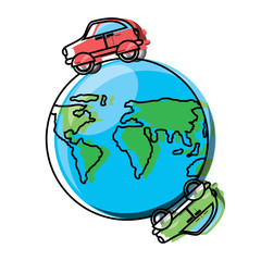 cars on earth planet icon