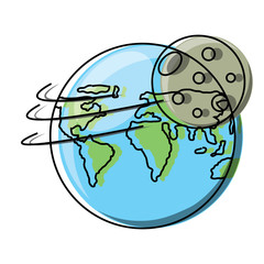 earth planet and moon icon