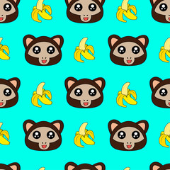 Cute kids monkey pattern for girls and boys. Colorful monkey, stars on the abstract background create a fun cartoon drawing. The pattern is made in pastel colors. Urban monkey pattern for textile.