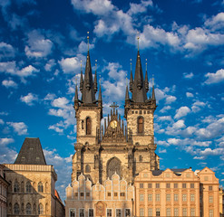Fototapeta na wymiar Prague Old Town Square and Church of Mother of God