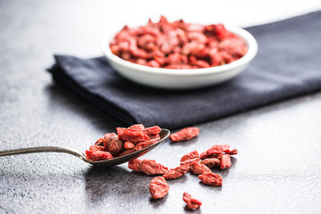 Dried goji berries.