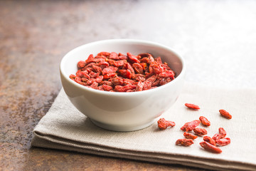 Dried goji berries.