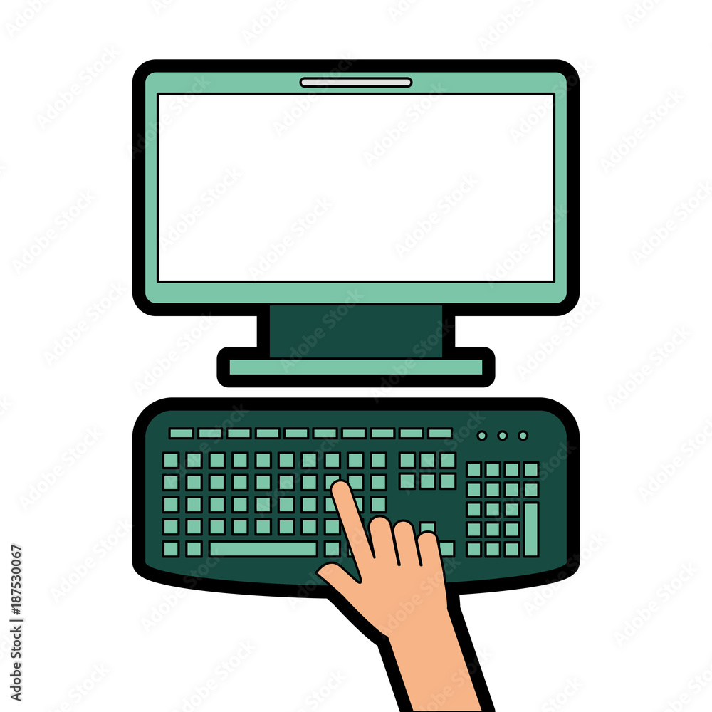 Poster user with computer desktop