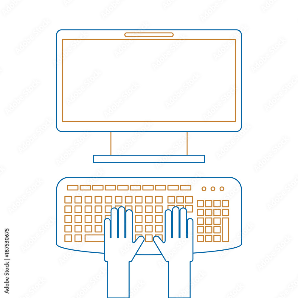 Poster user with computer desktop vector illustration design