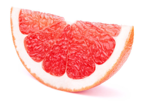 Grapefruit slice isolated on the white background with clipping path