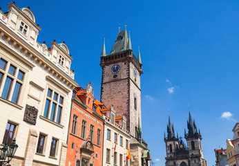 Obraz premium The Old Town Hall in summer day, Prague