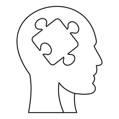 Man head silhouette with puzzle piece icon