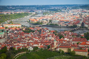 Aerial panoramic view of Prague