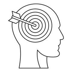 Human head profile with target inside icon