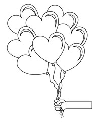 balloons air with heart shape vector illustration design