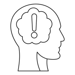 Head silhouette with exclamation mark icon