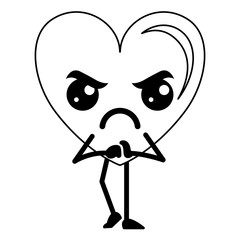 heart love sad kawaii character vector illustration design