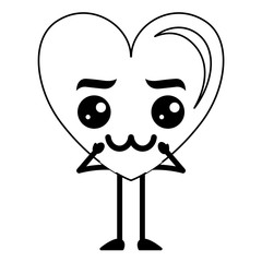 heart love sad kawaii character vector illustration design