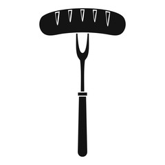 Sausage on bbq fork icon, simple style