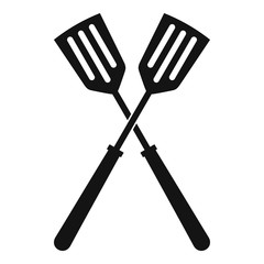 Two metal spatulas icon, simple style