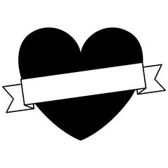 heart love with ribbon decorative vector illustration design