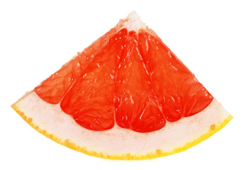 Slice of grapefruit citrus fruit isolated on a white background